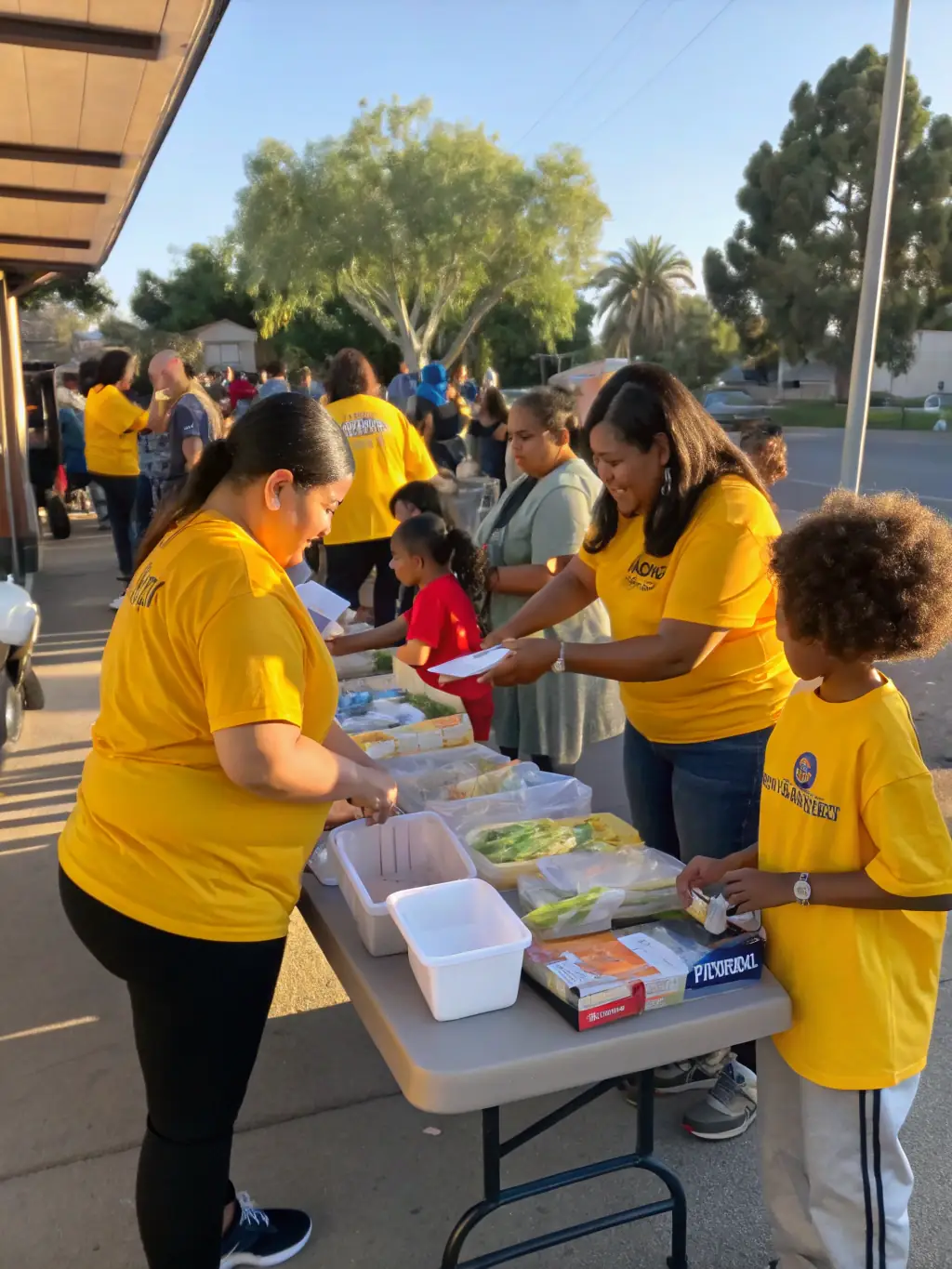 A heartwarming image of CARPE DIEM 16 volunteers assisting in a community service project, such as a food drive or environmental cleanup, emphasizing the organization's commitment to humanitarian work.